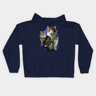 Lightning Cats - Vintage 90's Animal Design (it is so cool) Kids Hoodie